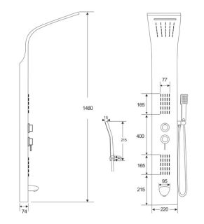 Панель душевая Cerutti SPA Virginia W CT9990 с форсунками белый